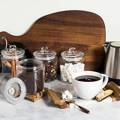Set of 2 Glass Cookie Jars + Labels & Marker - 1 Gallon Canister Sets for Kitchen Counter with Airtight Lids, Sugar Packet Holders Food Storage Containers with Lids Airtight for Pantry, Flour, Sugar, - Image 3