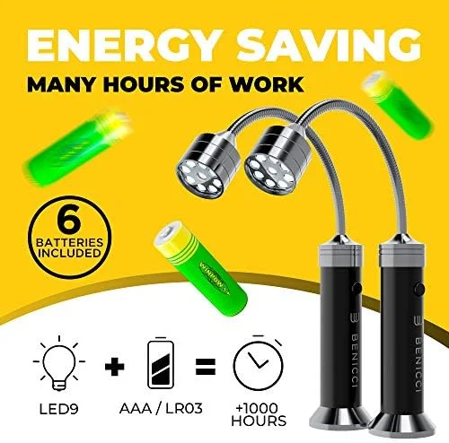 Flexible LED BBQ Grill Lights Set of 2 - The Perfect Grilling Accessories Light with 360-Degree Magnetic Base and Gooseneck - 100% Portable Weatherproof Outdoor Lamp w/ 6 Batteries Included - Image 8