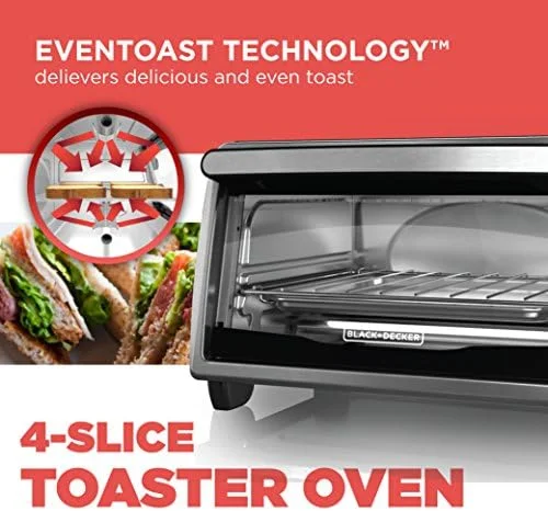 Black+Decker 4-Slice Toaster Oven, TO1303SB, 14.5 x 8.8 x 10.8 inches 7.5 pounds, Stainless Steel/Black - Image 3