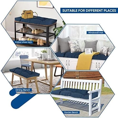 Millsilo Non Slip Bench Cushion for Indoor Outdoor Furniture, Water Resistant Durable Thicken Window Seat Cushions for Storage Bench, Long Bench Pads for Mudroom, 42x16x4 inch, Star Blue - Image 8
