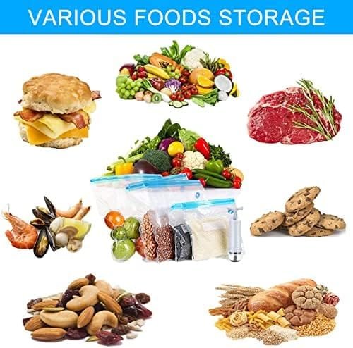 Sous Vide Bags 30 Vacuum Sealer Reusable BPA Free Food Bags 3 Sizes Vacuum Zipper Bags 4 sealing clips 4 sous vide bag clips 1 hand Pump Joule Cookers Anova Food Storage Preservation - Image 8