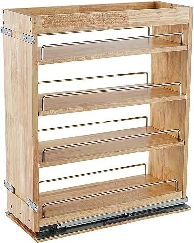 DINDON Pull Out Spice Rack Organizer for Cabinet, (5"W x 21.9"D x 25.2"H) Multi-Use Soild Wood Pull Out Cabinet Organizer Slide Out Shelf Sliding Base Cabinet Storage for Kitchen, Pantry Organization - Image 6