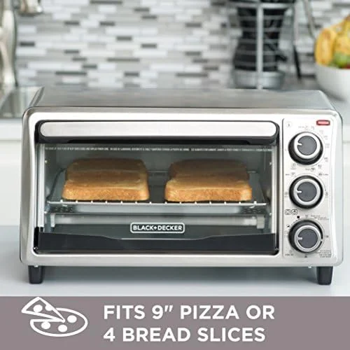 Black+Decker 4-Slice Toaster Oven, TO1303SB, 14.5 x 8.8 x 10.8 inches 7.5 pounds, Stainless Steel/Black - Image 5