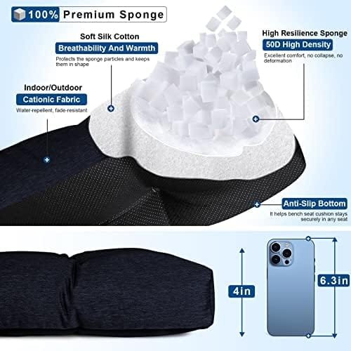 Millsilo Non Slip Bench Cushion for Indoor Outdoor Furniture, Water Resistant Durable Thicken Window Seat Cushions for Storage Bench, Long Bench Pads for Mudroom, 42x16x4 inch, Star Blue - Image 3