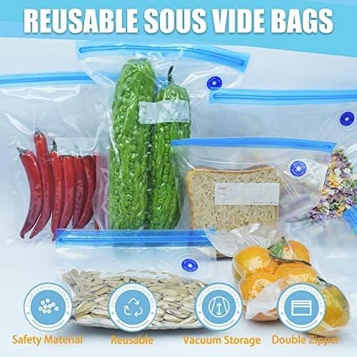 Daarcin 3 Size 40pcs Sous Vide Bags BPA Free Reusable Vacuum Sealer Bags Kit Keep Food Flesh with 1 Vacuum Hand Pump and 2 Sealing Clips - Image 4