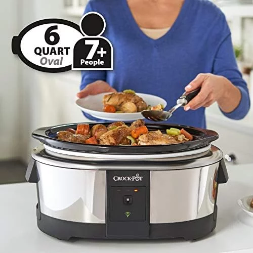 Crock-Pot 6 Quart Programmable Slow Cooker and Food Warmer Works with Alexa, Stainless Steel (2139005) - Image 6