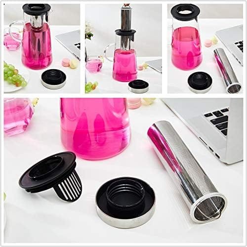 Karafu Glass Pitcher with Lid & Infuser, 60 Oz Thicker Carafe with Stainless Steel Infuser & High Heat Resistance, Glass Jug for Fridge, Hot/Cold Water, Infused Fruit Tea & Juice Beverage - Image 5