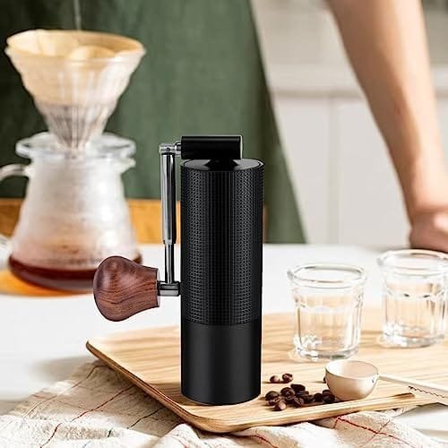 WhiteRhino Manual Coffee Grinder with Foldable Handle, Adjustable Stainless Steel Conical Burr Coffee Grinder, Double Bearing Positioning Hand Coffee Grinder for Espresso to French Press, Black - Image 8