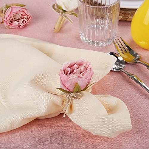 Flower Napkin Rings Set of 8,Pink Peony Flower Handmade Napkin Holder Rings Table Decorations for Wedding,Fall,Daily Party,Picnics,Banquet,Luncheons,Birthday,Christmas,Valentine's,Thanksgiving - Image 3