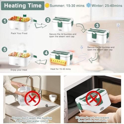 Electric Heater Lunch Box High Power 80W,1.8L Larger Capacity Self-Heating Lunch Boxes for Adults,3 In 1 Portable Food Warmer 12V/24V/110-230V, Suitable for Car,Truck,Work,Office,Travel,Home. - Image 5
