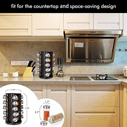 Baker Boutique Spice Rack, Spice Rack Organizer for Countertop, Rotating Spice Rack with Jars, Spinning Spice Rack Shelf, Revolving Spice Rack for Kitchen (Black) - Image 5