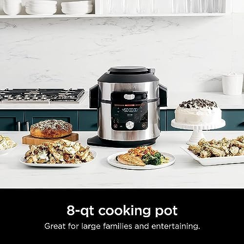 Ninja OL601 (OL601QBK -BLACK) Foodi XL 8 Qt. Pressure Cooker Steam Fryer with SmartLid, 14-in-1 that Air Fries, Bakes & More, with 3-Layer Capacity, 5 Qt. Crisp Basket & 45 Recipes (Renewed) - Image 5