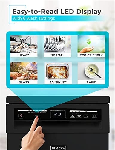 BLACK+DECKER Portable Dishwasher, 18 inches Wide, 8 Place Setting, Black - Image 5