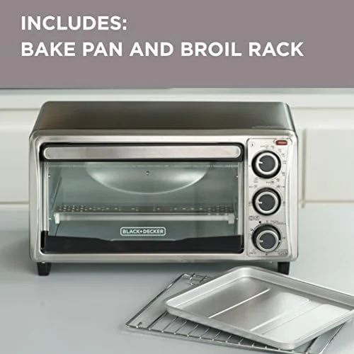 Black+Decker 4-Slice Toaster Oven, TO1303SB, 14.5 x 8.8 x 10.8 inches 7.5 pounds, Stainless Steel/Black - Image 4