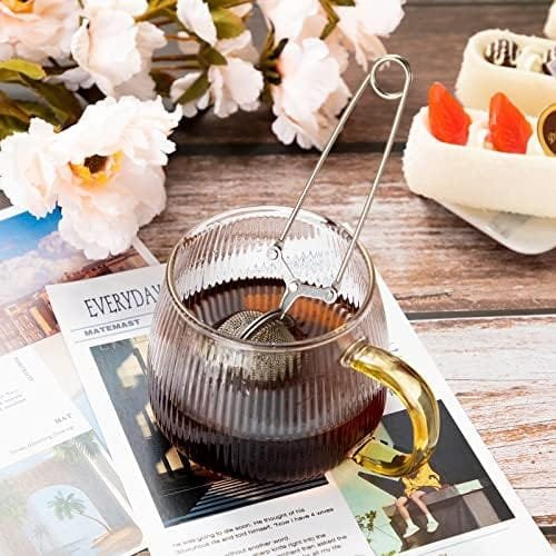 Yinder 36 Pcs Snap Tea Infuser Tea Steeper Stainless Steel Mesh Ball with Handle Tea Strainers for Loose Tea Metal Tea Filter Holder Tong Pincer Steeper Reusable - Image 4