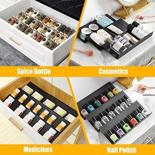 Famhap Spice Drawer Organizer, 6 Tier Expandable from 11.6" to 23.2" Seasoning Rack Tray Insert for Kitchen Drawers, Spice Rack Drawer for Spice Jars, Black(Jars not included) - Image 7