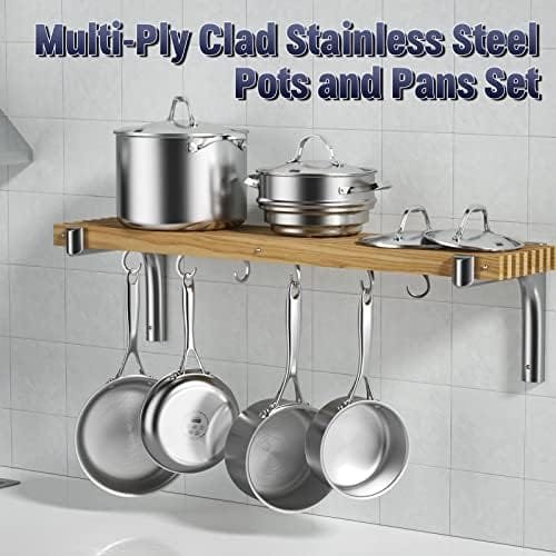 Cooks Standard 10 Piece Multi-Ply Clad Cookware Set, Stainless Steel - Image 8