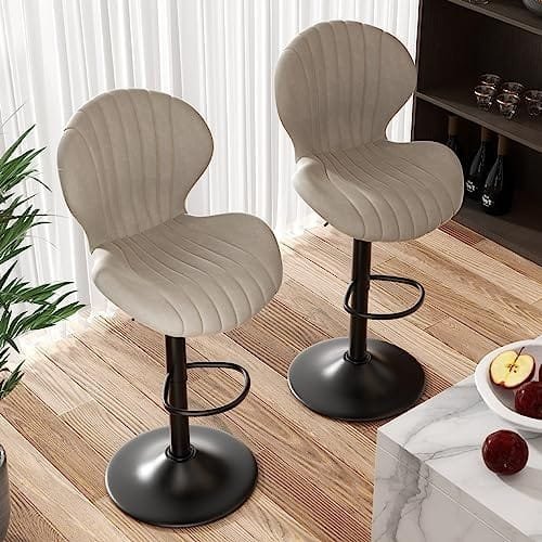 Nalupatio Bar Stools Set of 2 Modern Swivel Bar Chairs, Barstools Counter Height with High Backrest, Easy 3-5 Minute Assembly for Bar, Kitchen, Dining Room Beige - Image 3