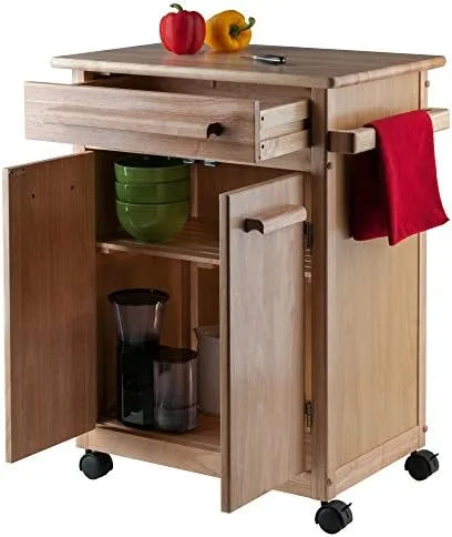 Winsome Wood Single Drawer Kitchen Cabinet Storage Cart, Natural - Image 3