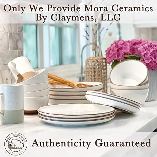 Mora Ceramic Dinner Plates Set of 6, 10 inch Dish Set - Microwave, Oven, and Dishwasher Safe, Scratch Resistant, Modern Rustic Dinnerware- Kitchen Porcelain Serving Dishes - Vanilla White - Image 5