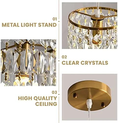 KJLARS Crystal Chandelier Raindrop Modern Island Pendant Lights Gold Linear Hanging Ceiling Lamp Fixture for Kitchen Island Hallway Dining Room Bedroom Living Room (2-Pack) - Image 6