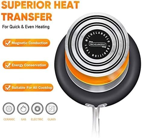 MICHELANGELO Pots and Pans Set 12 Pieces, Nonstick Copper Cookware Set with Ceramic Interior, Essential Copper Pots and Pans Set Nonstick, Ceramic Cookware Set 12 Piece with Spatula & Spoon - Image 5