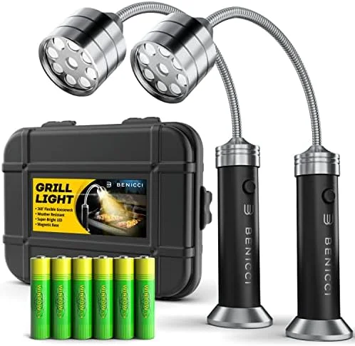 Flexible LED BBQ Grill Lights Set of 2 - The Perfect Grilling Accessories Light with 360-Degree Magnetic Base and Gooseneck - 100% Portable Weatherproof Outdoor Lamp w/ 6 Batteries Included - Image 2