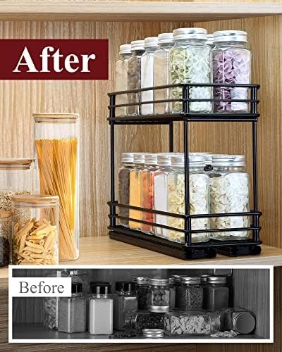 Sakugi Spice Rack Organizer- 2-Pack 2-Tier Pull Out Spice Rack for Kitchen Cabinet, Rustproof & Durable Spice Cabinet Organizer, Spice Organizer, 4.33''W x 10.23''D x 8.54''H - Image 4