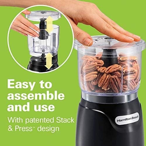Hamilton Beach Food Processor & Vegetable Chopper, 10 Cups - Bowl Scraper, Stainless Steel & Electric Vegetable Chopper & Mini Food Processor, 3-Cup, 350 Watts, Black (72850) - Image 7
