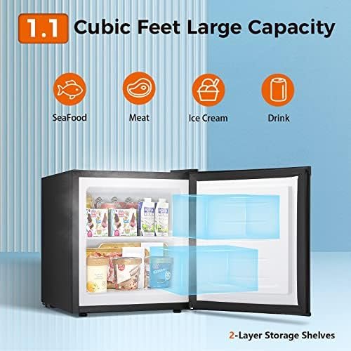 Kismile 1.1 Cu.ft Upright Freezer with Compact Reversible Single Door,Removable Shelves Free Standing Mini Freezer with Adjustable Thermostat for Home/Kitchen/Office - Image 6