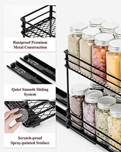 Sakugi Spice Rack Organizer- 2-Pack 2-Tier Pull Out Spice Rack for Kitchen Cabinet, Rustproof & Durable Spice Cabinet Organizer, Spice Organizer, 4.33''W x 10.23''D x 8.54''H - Image 7
