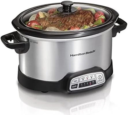 Hamilton Beach Programmable Slow Cooker with Flexible Easy Programming, 5 Cooking Times, Dishwasher-Safe Crock, Lid, 4 Quart, Silver - Image 2