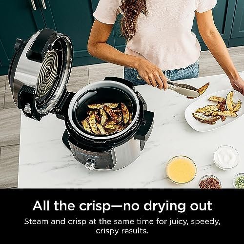 Ninja OL601 (OL601QCM -Cinnamon/RED) Foodi XL 8 Qt. Pressure Cooker Steam Fryer with SmartLid, 14-in-1 that Air Fries, Bakes & More, with 3-Layer Capacity, 5 Qt. Crisp Basket & 45 Recipes,(Renewed) - Image 8