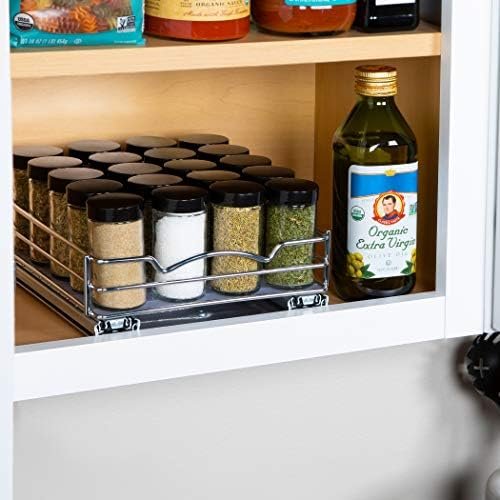 Pull Out Spice Rack Organizer for Cabinet, Heavy Duty-5 Year Limited Warranty, Chrome 8-3/8"Wx 10-3/8"D x 2-1/8 H Slide Out for Upper Kitchen Cabinets and Pantry, Fits Spices, Sauces, Canned Food etc. - Image 3