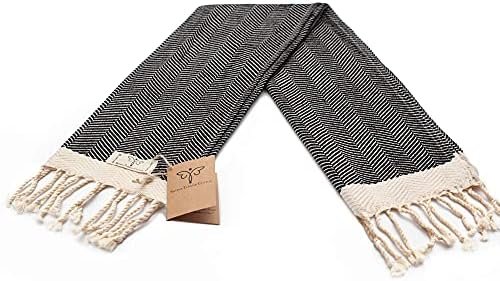 SMYRNA TURKISH COTTON Herringbone Series Hand Towels-Set of 2|16 x 40 in|100% Turkish Cotton|Large, Soft Hand and Head Towels for Bathroom, Kitchen|Don't Shrink|Premium Luxury - Black - Image 9