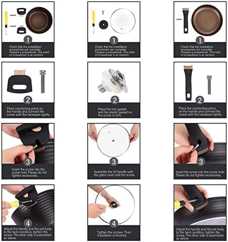 Pots and Pans Sets, Nonstick Cookware Set, Induction, Chemical-Free Kitchen Sets, Saucepan, Frying Pan, Saute Pan, Black, 9 Pieces - Image 8