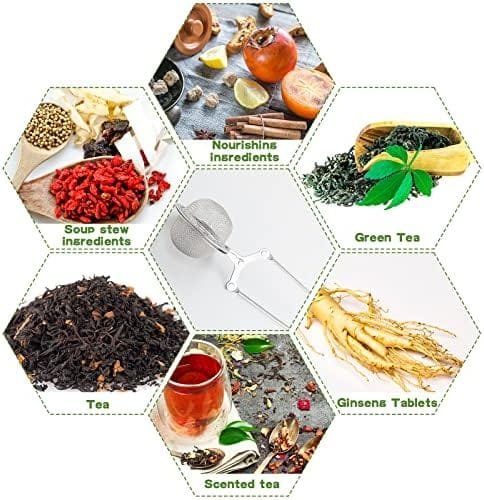 Yinder 36 Pcs Snap Tea Infuser Tea Steeper Stainless Steel Mesh Ball with Handle Tea Strainers for Loose Tea Metal Tea Filter Holder Tong Pincer Steeper Reusable - Image 6