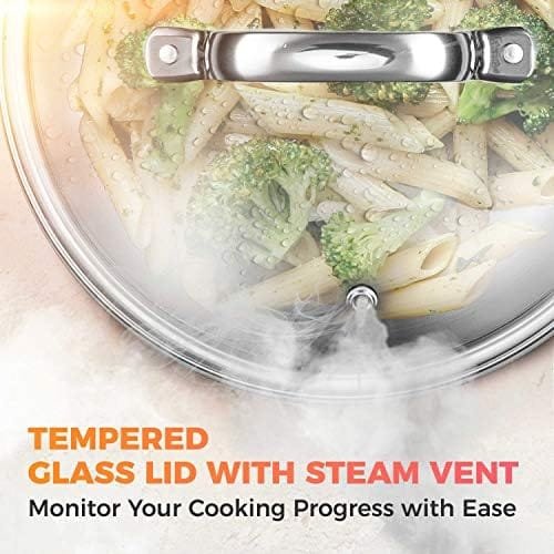 Mueller DuraClad Tri-Ply Stainless Steel 8-Inch Fry Pan with Lid, Extra Strong Cookware, 3-layer Bottom, Even Heat Distribution, Ergonomic and EverCool Stainless Steel Handle - Image 7