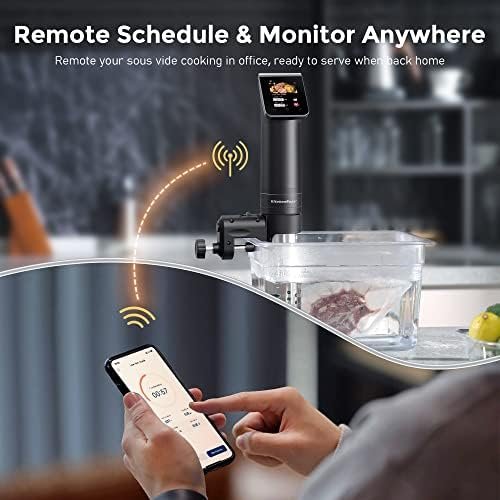 KitchenBoss WIFI Sous Vide Cooker: Ultra-Quiet Sous-vide Cooking Machine 1100 Watts Stainless Steel Immersion Circulator for Kitchen with TFT Preset Recipes, Black - Image 9