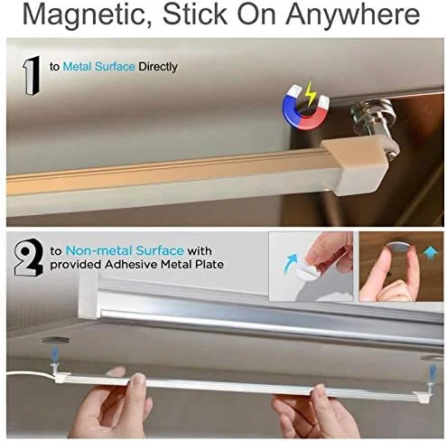 Milpoel LED Strips Craft Light Under Cabinet Lighting Bar Built-in Magnets, USB Powered Counter Lighting Bar, LED Closet Light,3 Color Temperature - Image 5