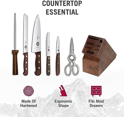 Victorinox Fibrox Pro 7-Piece Knife Block Set - Sturdy Knife Set with Beautiful Rosewood Storage Block - Image 5