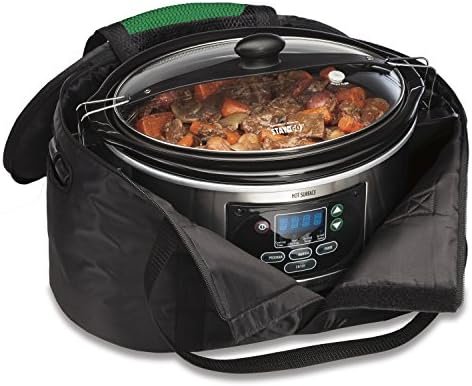 Hamilton Beach 7-Quart Programmable Slow Cooker With Flexible Easy Programming, Dishwasher-Safe Crock & Lid, Silver (33473) & Travel Case & Carrier Insulated Bag (33002),Black - Image 7