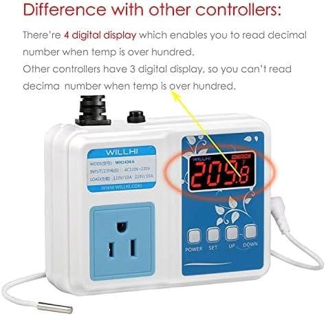 WILLHI WH1436A 10A Temperature Controller 110V Digital Thermostat Switch Sous Vide Controller NTC 10K Sensor Improved Version - Image 4