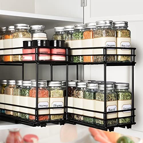 Kitsure Spice Rack 2 Packs - Durable Pull Out Spice Racks for Kitchen Cabinet, Easy-to-Install Spice Cabinet Organizers, 4.33''Wx10.23''Dx8.54''H Slide Out Spice Racks - Image 2