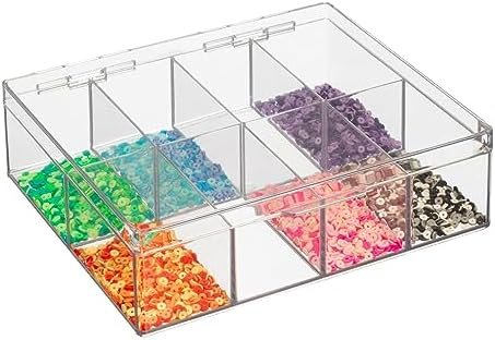 mDesign Plastic Tea Bag Divided Storage Organizer Container Box with Hinge Lid for Kitchen Cabinet, Countertop, Pantry, Holds Tea Bags, Seasoning Packets, Condiments, 8 Sections, Clear - Image 9