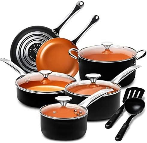 MICHELANGELO Pots and Pans Set 12 Pieces, Nonstick Copper Cookware Set with Ceramic Interior, Essential Copper Pots and Pans Set Nonstick, Ceramic Cookware Set 12 Piece with Spatula & Spoon - Image 2