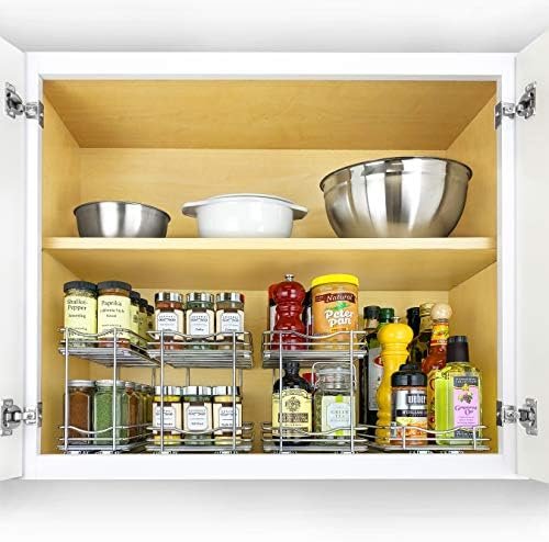 LYNK PROFESSIONAL® Pull Out Spice Rack Organizer for Cabinet - Lifetime Limited Warranty - Slide Out Rack - 4-1/4 inch Wide Sliding Spice Organizer Shelf - Double, Chrome - Image 9