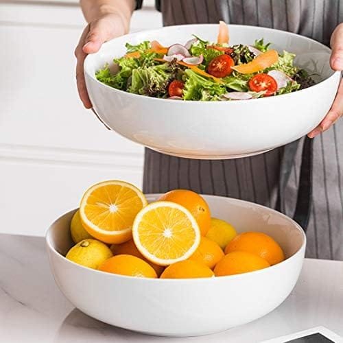 LAUCHUH 3.2 Quarts Porcelain Serving Bowl Set 11" Salad Bowl Set Pasta Bowls 2 Pack, Large Ceramic Bowl Set White for Entertaining, Party - Image 6