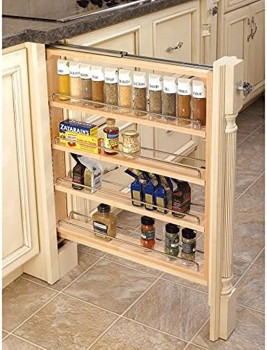 Rev-A-Shelf Pull Out Shelf Organizer for Base Kitchen or Bathroom Cabinets, Wood Filler Pantry Storage or Spice Rack, Maple, 3" x 23" x 30", 432-BF-3C - Image 5