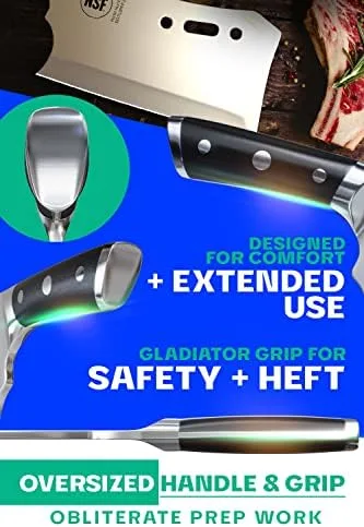 Dalstrong Obliterator Meat Cleaver - 9 inch - Gladiator Series R - Wood Stand and Sheath - Razor Sharp Massive Heavy Duty - 3lbs 6mm Thickness - 7CR17MOV Steel Kitchen - G10 Handle - Image 8